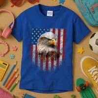 American Flag Bald Eagle Patriotic Red White Blue Kids T-Shirt thumb 3
