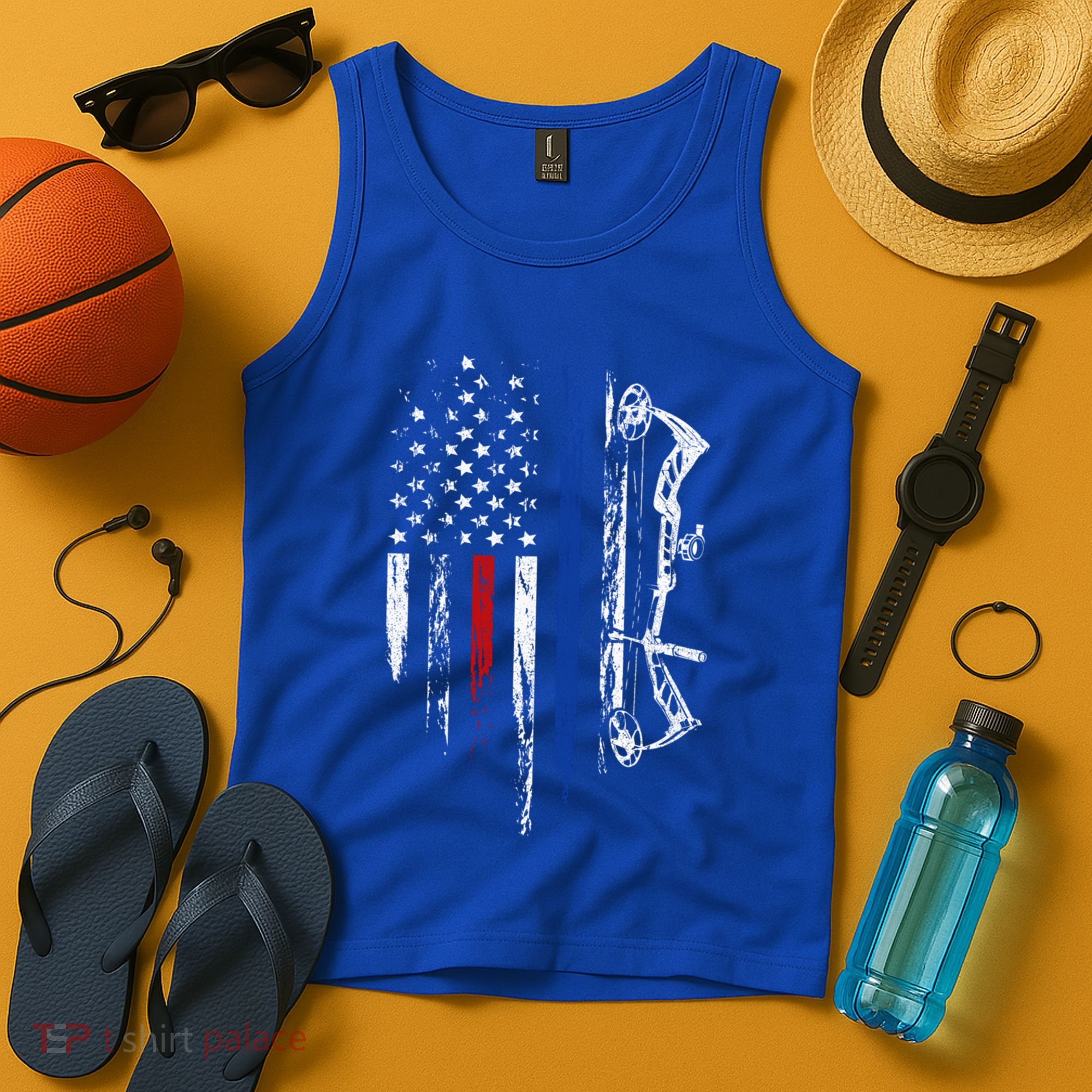 American Flag Bowhunting Bow Archery Usa Deer Hunter Gift Great Gift Tank Top