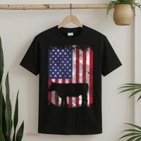 American Flag Cow Vintage Farm Animal Patriotic Farmer Gift T-Shirt thumb 2