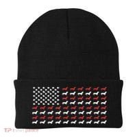 American Flag Dachshund Patriotic Gift Funny Dachshund Doxie Lover Gift Beanie thumb 0