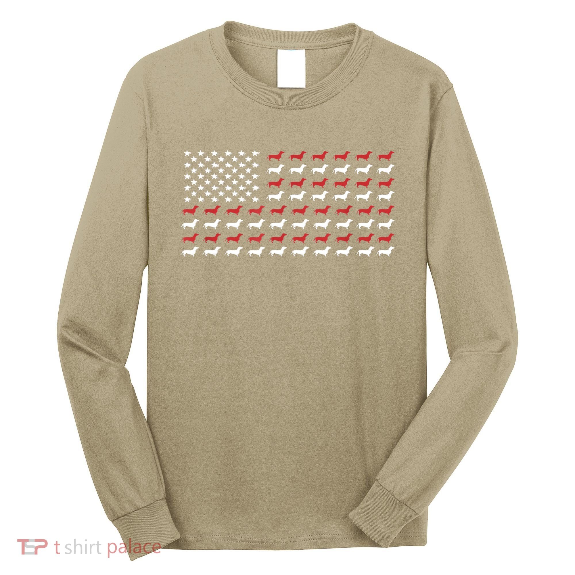 American Flag Dachshund Patriotic Gift Funny Dachshund Doxie Lover Gift Long Sleeve Shirt