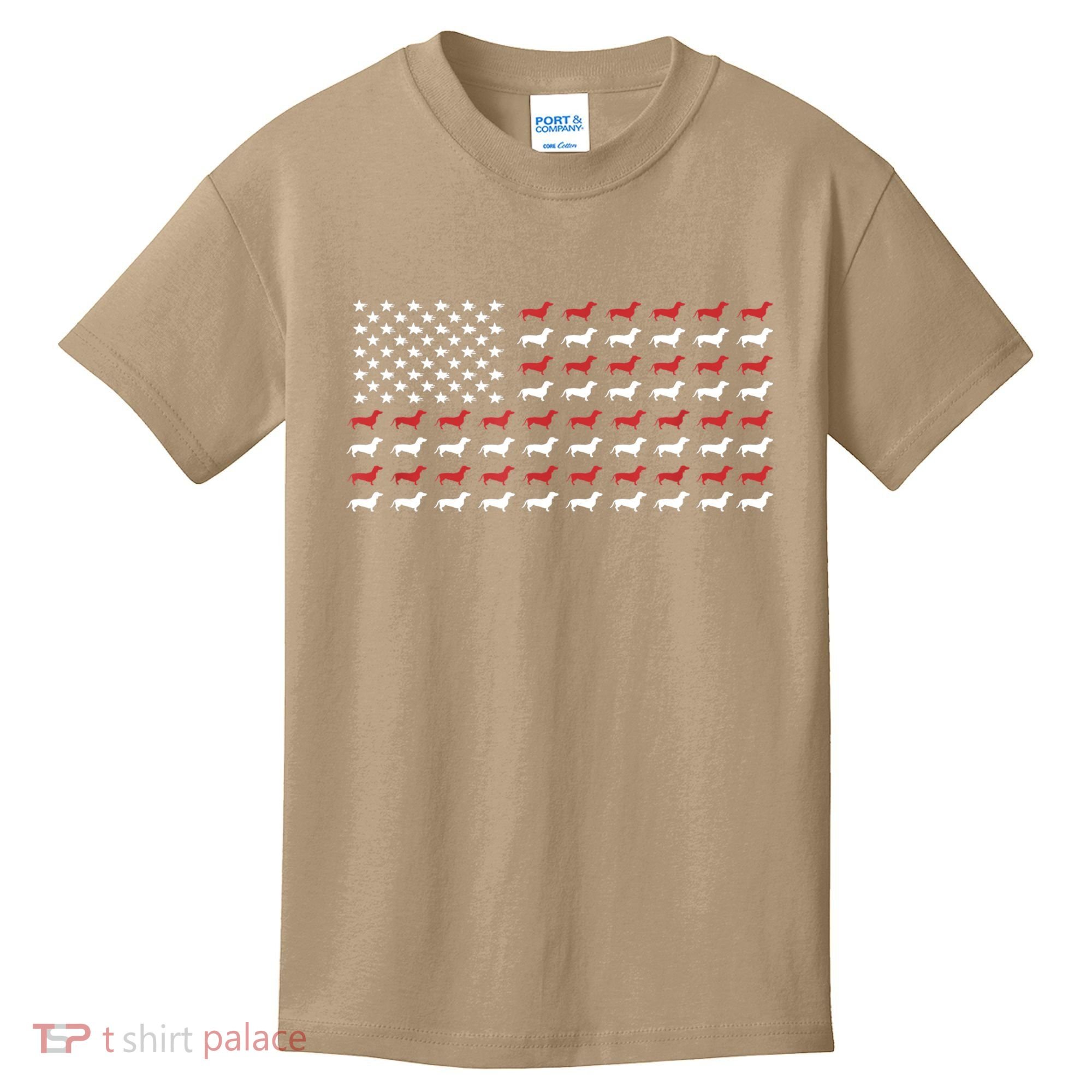 American Flag Dachshund Patriotic Gift Funny Dachshund Doxie Lover Gift Kids T-Shirt