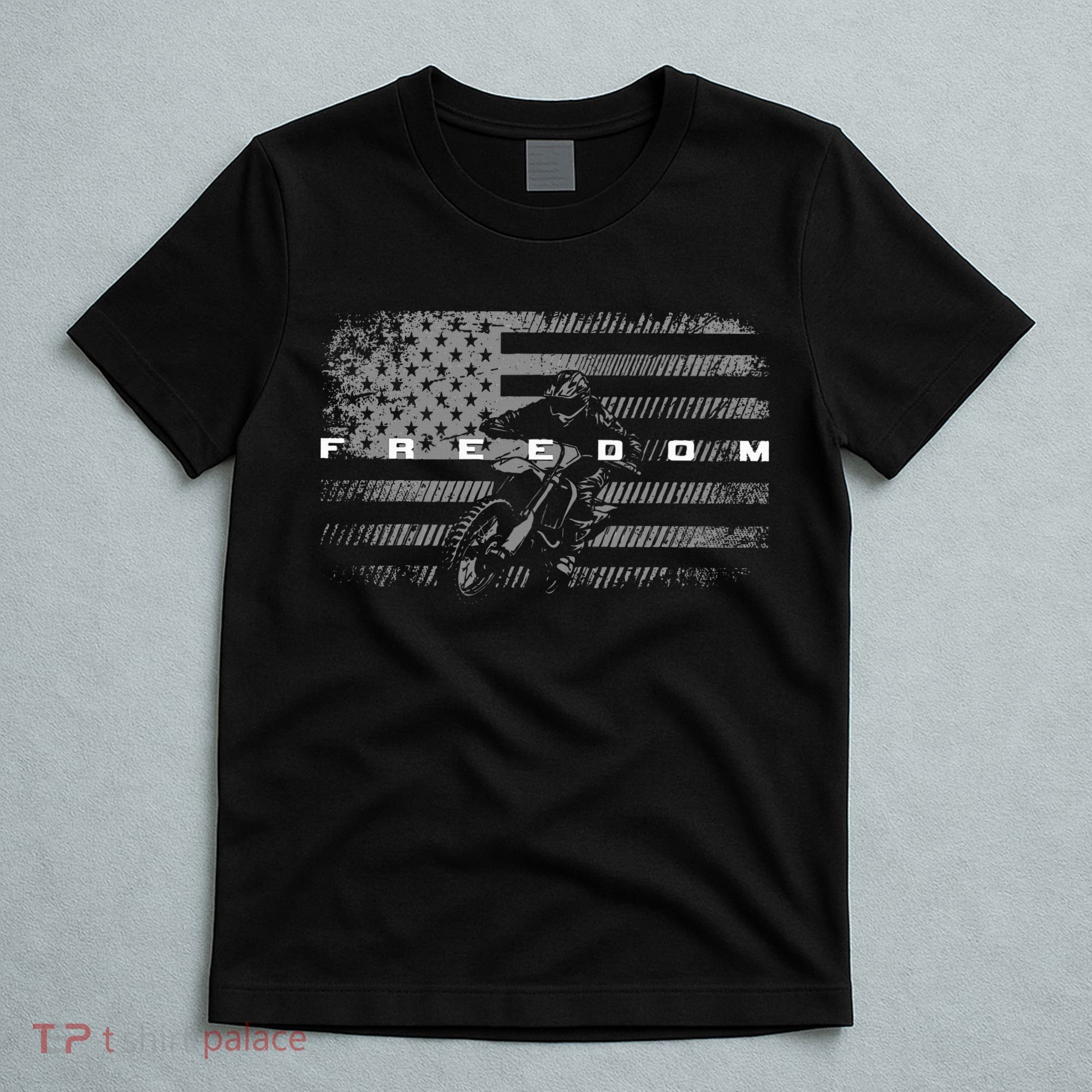 American Flag Dirt Bike Motocross T-Shirt
