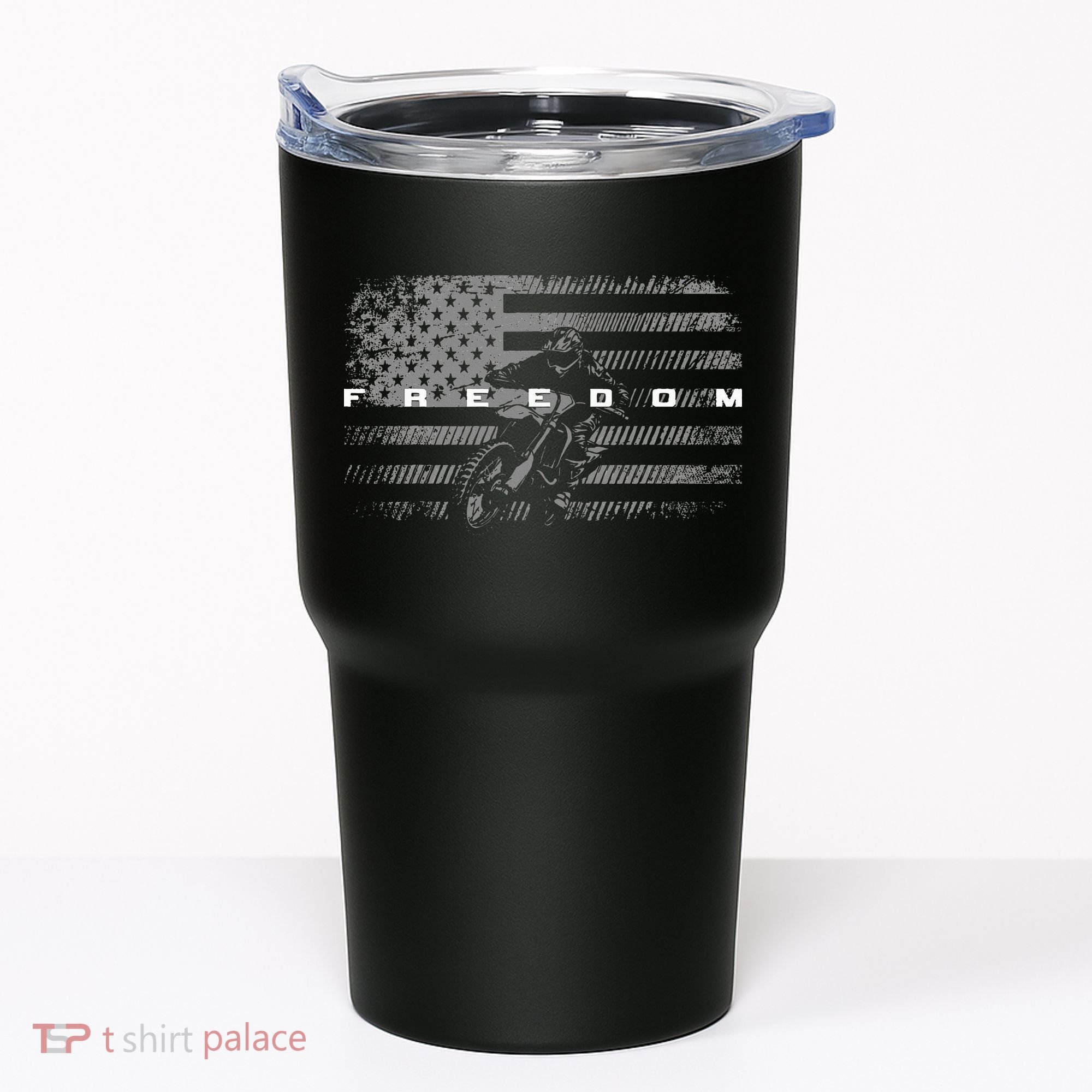 American Flag Dirt Bike Motocross Tumbler