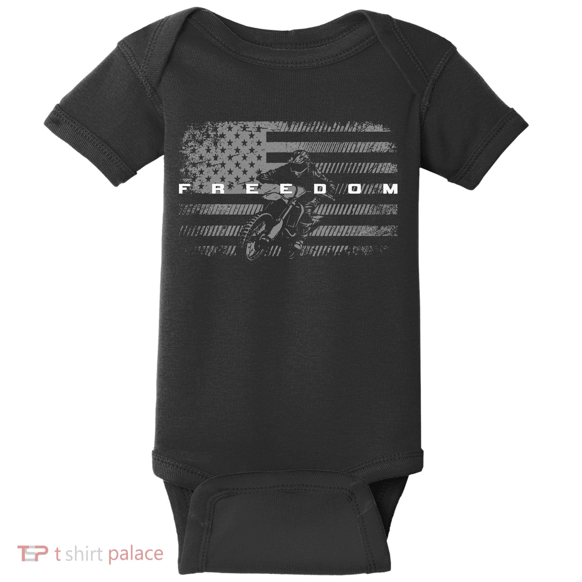 American Flag Dirt Bike Motocross Baby Bodysuit