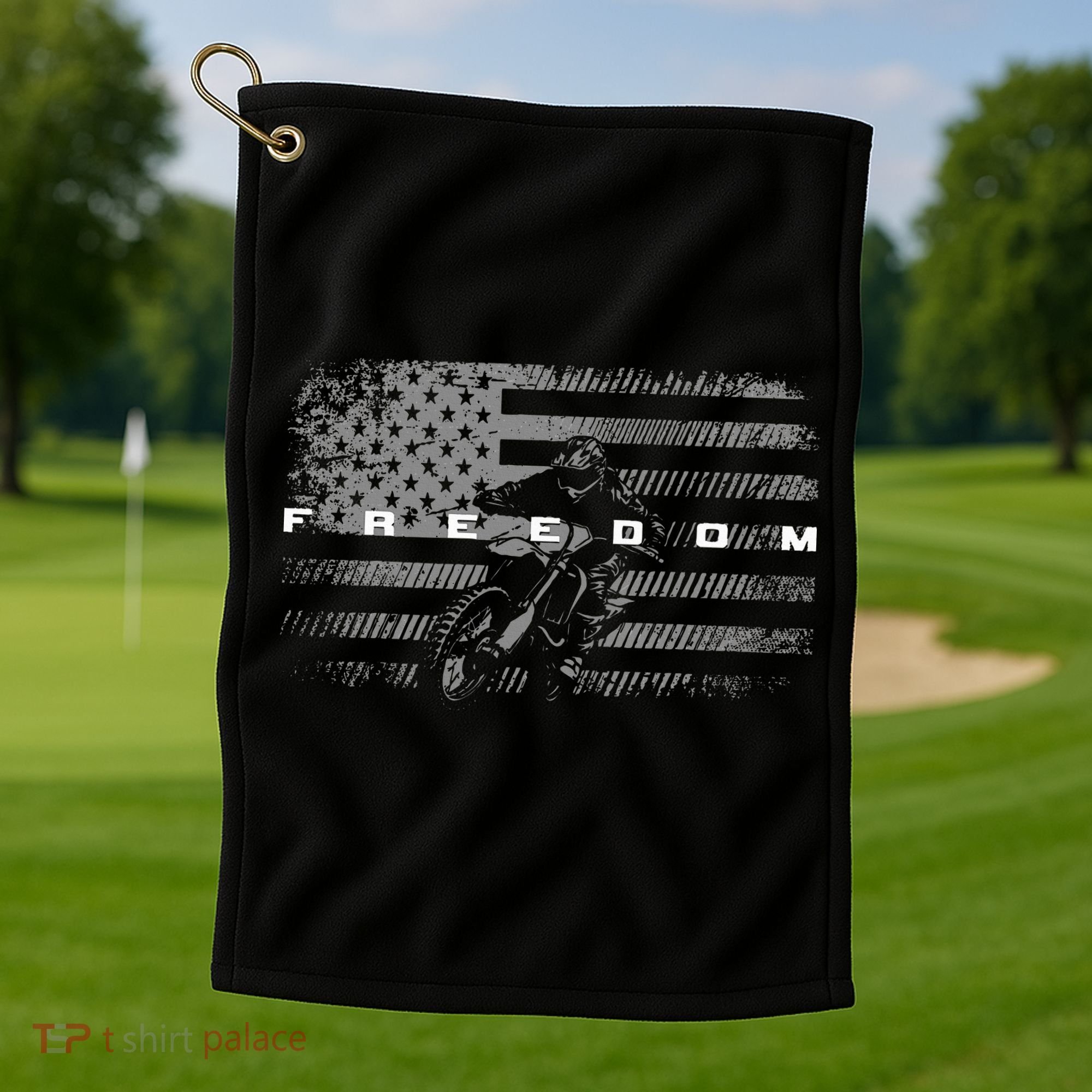 American Flag Dirt Bike Motocross Golf Towel