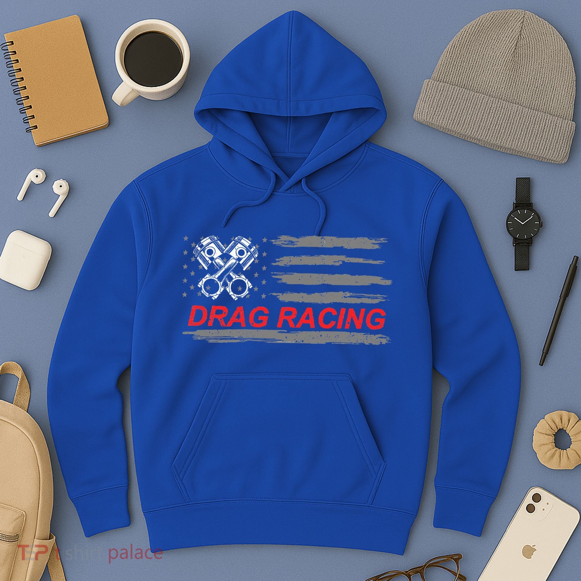 American Flag Drag Racing Car Lover Hoodie