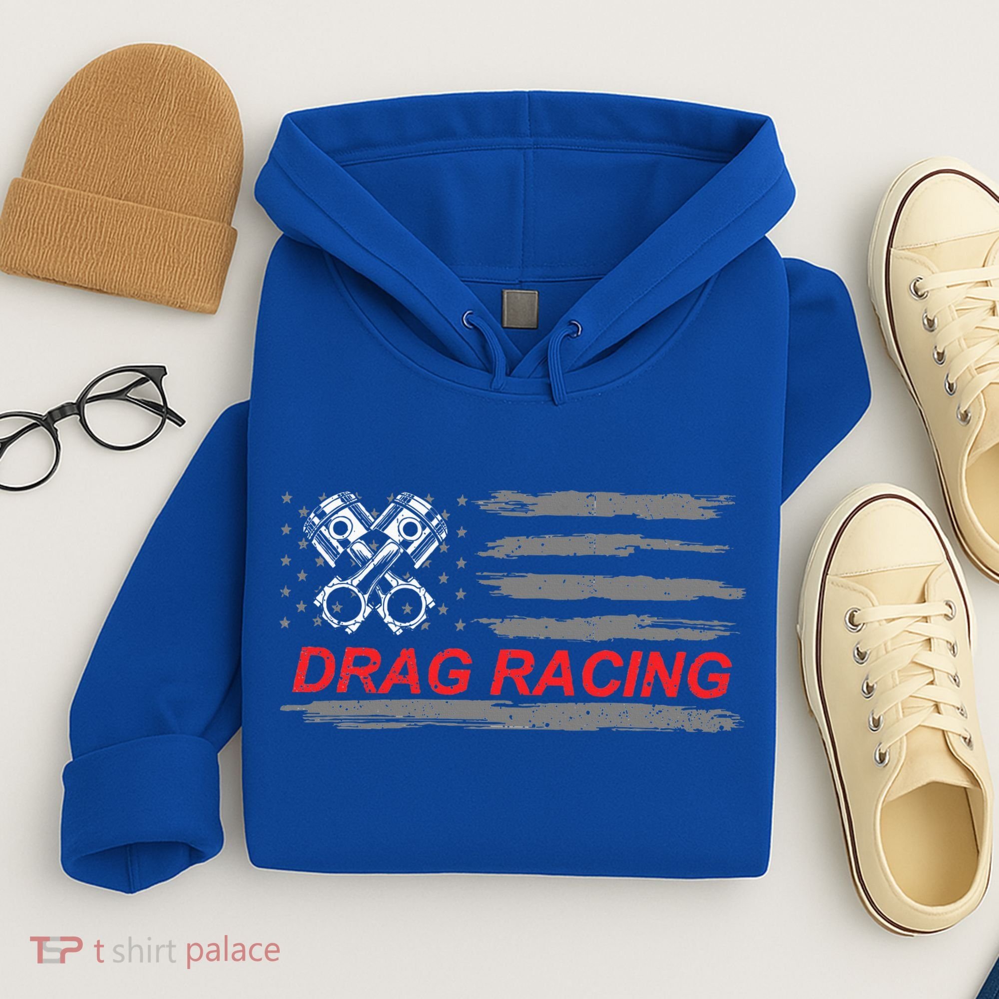 American Flag Drag Racing Car Lover Hoodie