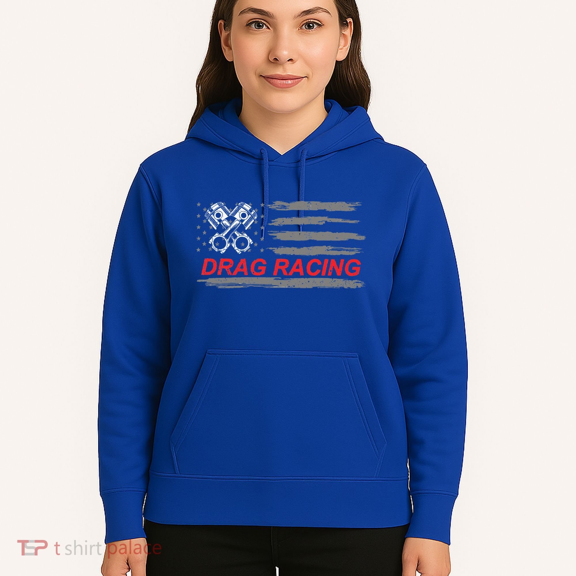 American Flag Drag Racing Car Lover Hoodie