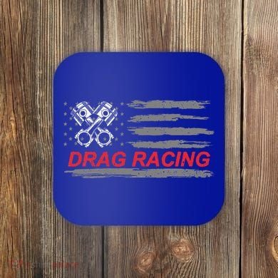 American Flag Drag Racing Car Lover Coaster