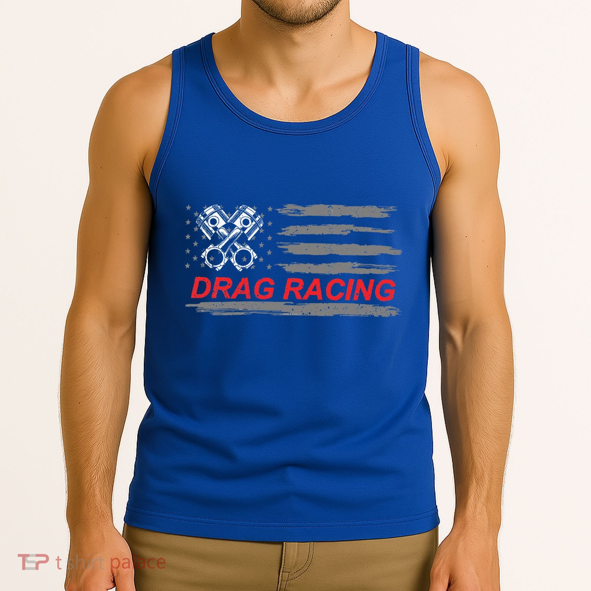American Flag Drag Racing Car Lover Tank Top