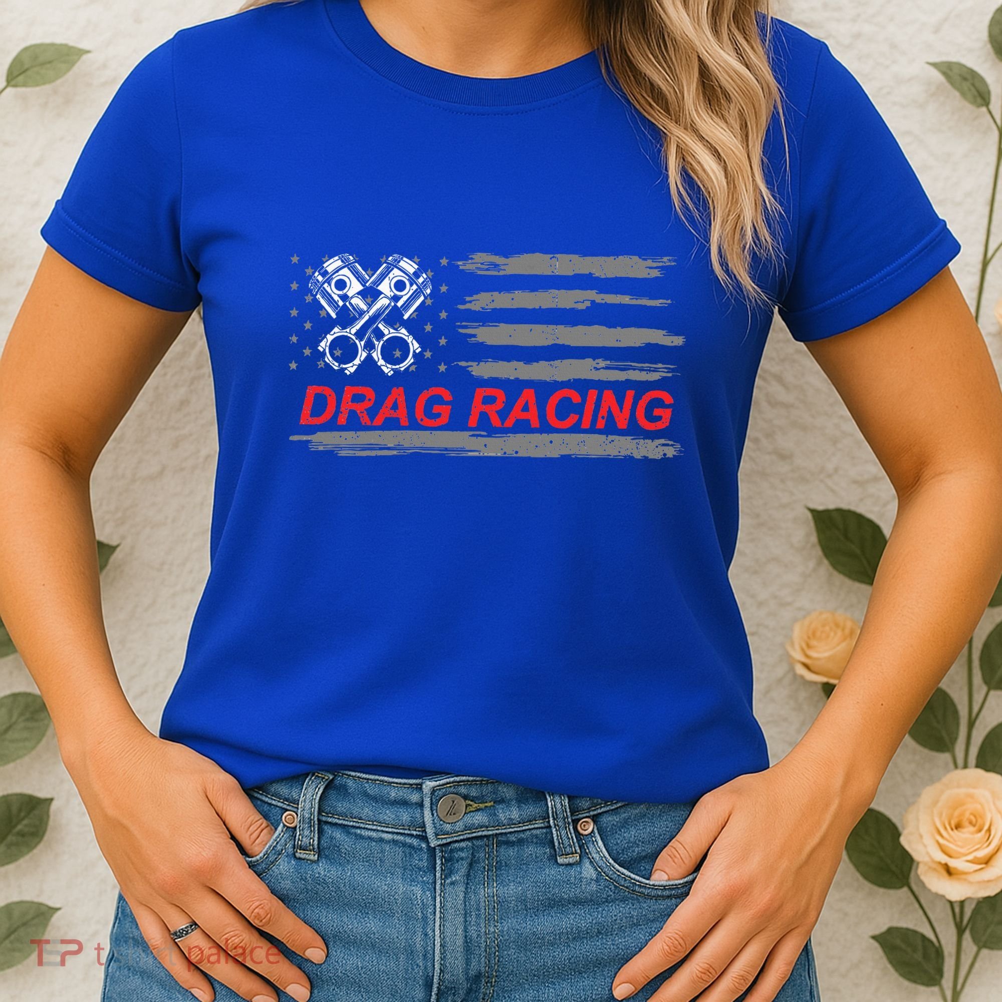 American Flag Drag Racing Car Lover Women's T-Shirt