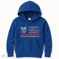 American Flag Drag Racing Car Lover Kids Hoodie thumb 0