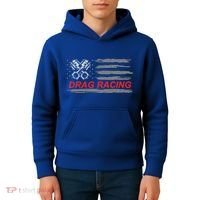 American Flag Drag Racing Car Lover Kids Hoodie thumb 4