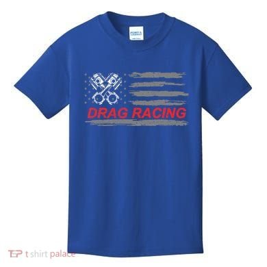 American Flag Drag Racing Car Lover Kids T-Shirt