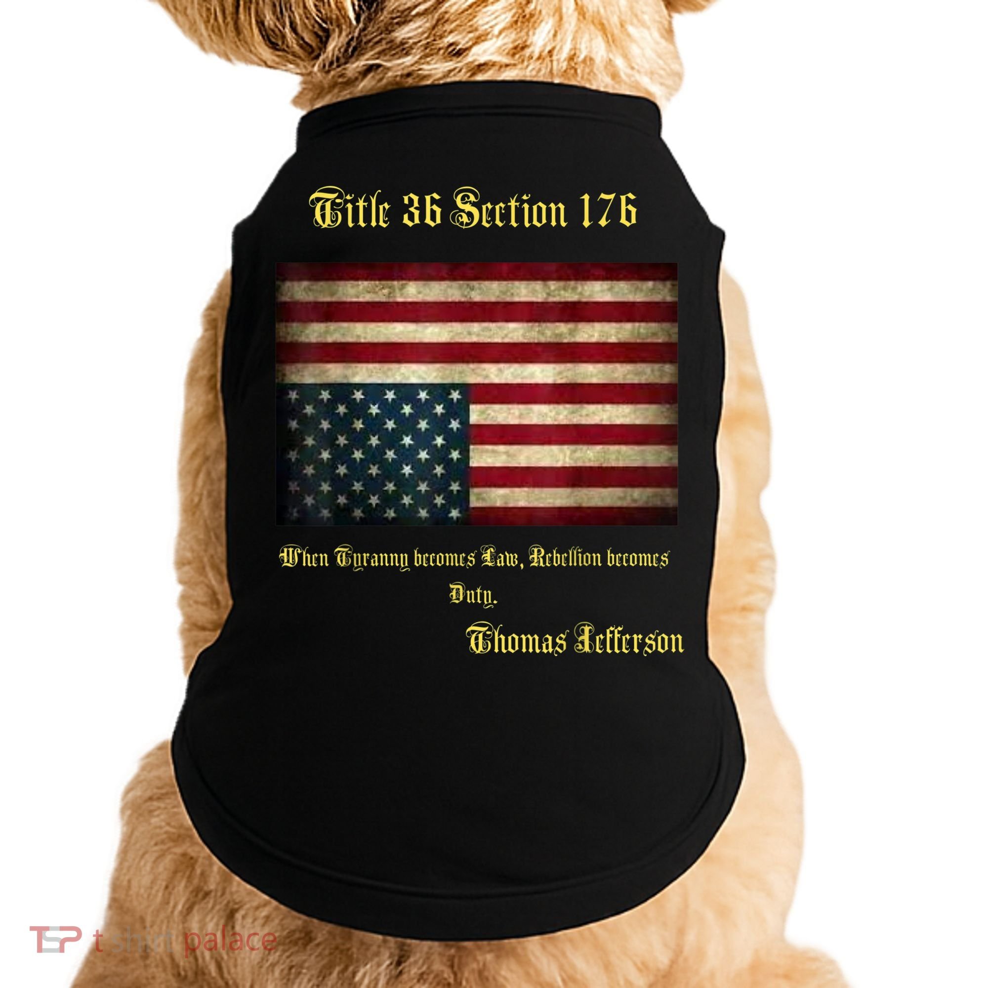 American Flag Distress Upside Down Thomas Jefferson Patriot Doggie Tank