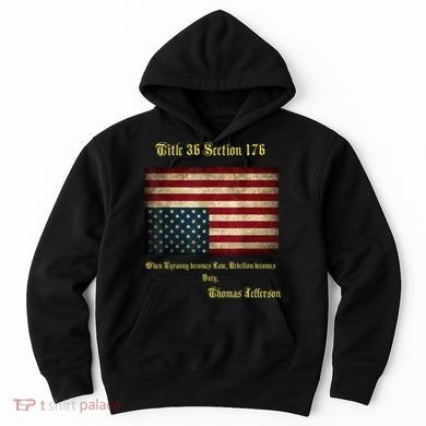 American Flag Distress Upside Down Thomas Jefferson Patriot Hoodie