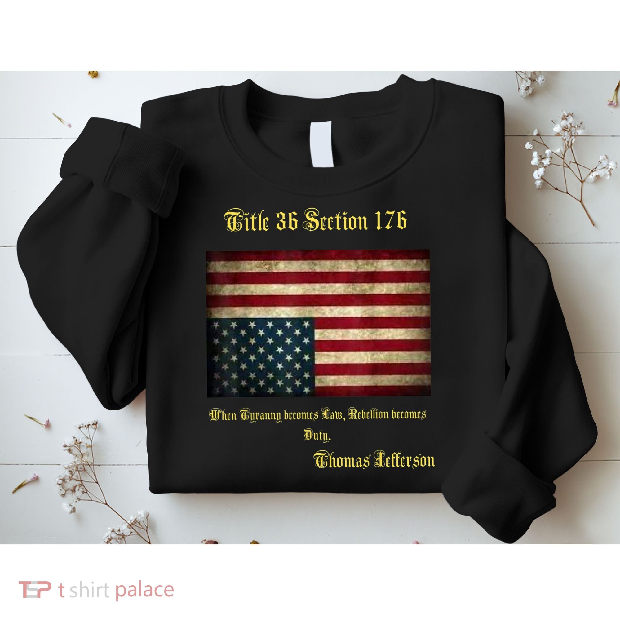 American Flag Distress Upside Down Thomas Jefferson Patriot Sweatshirt
