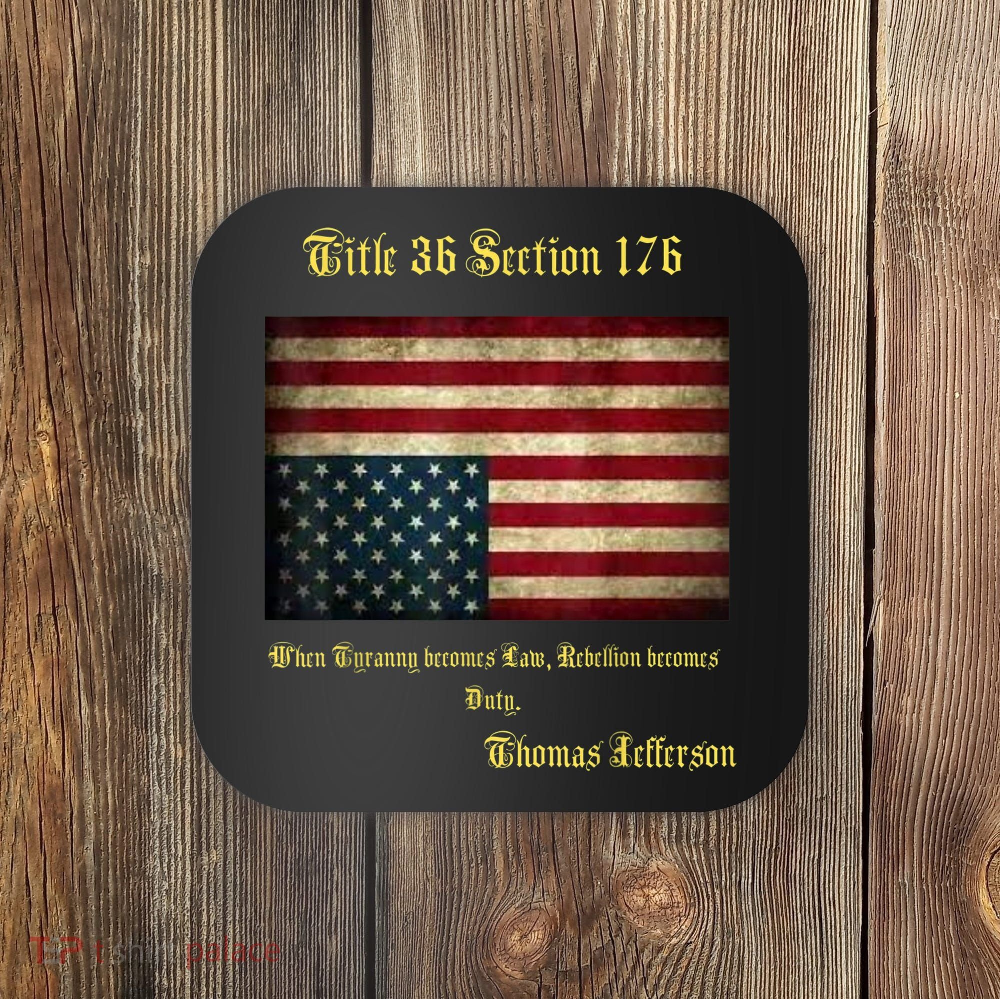 American Flag Distress Upside Down Thomas Jefferson Patriot Coaster