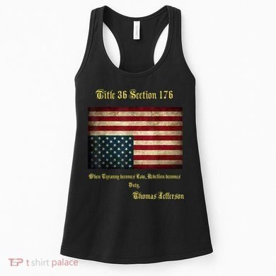 American Flag Distress Upside Down Thomas Jefferson Patriot Women's Tank Top
