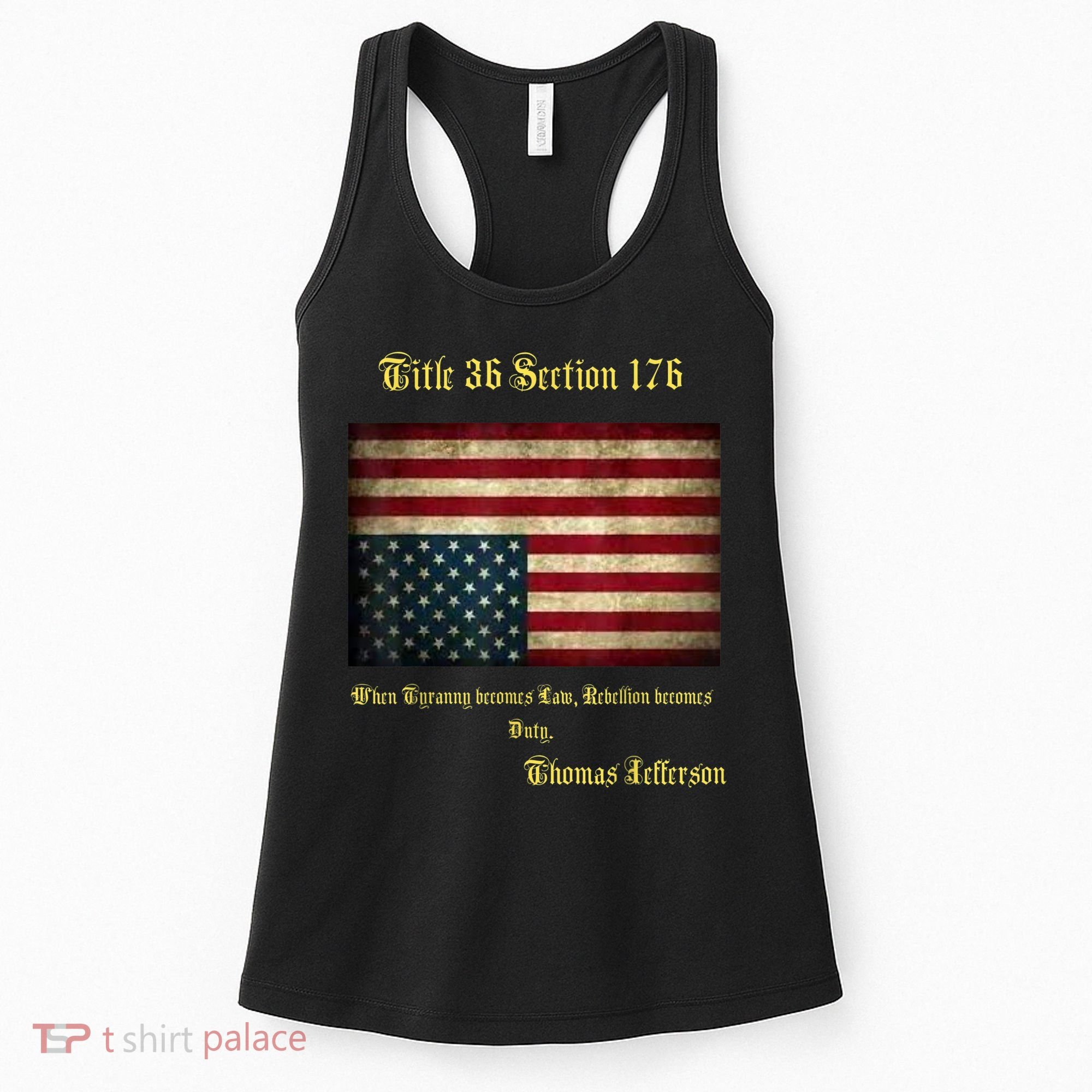 American Flag Distress Upside Down Thomas Jefferson Patriot Women's Tank Top