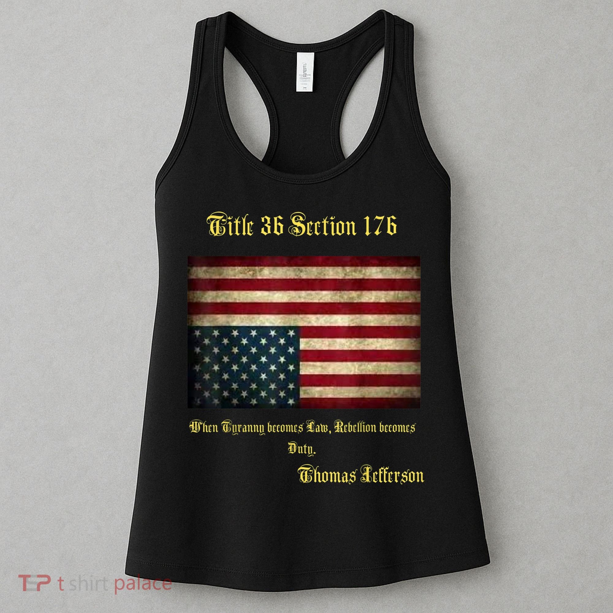 American Flag Distress Upside Down Thomas Jefferson Patriot Women's Tank Top