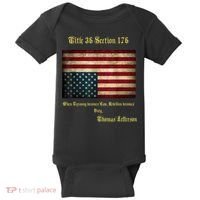 American Flag Distress Upside Down Thomas Jefferson Patriot Baby Bodysuit thumb 0
