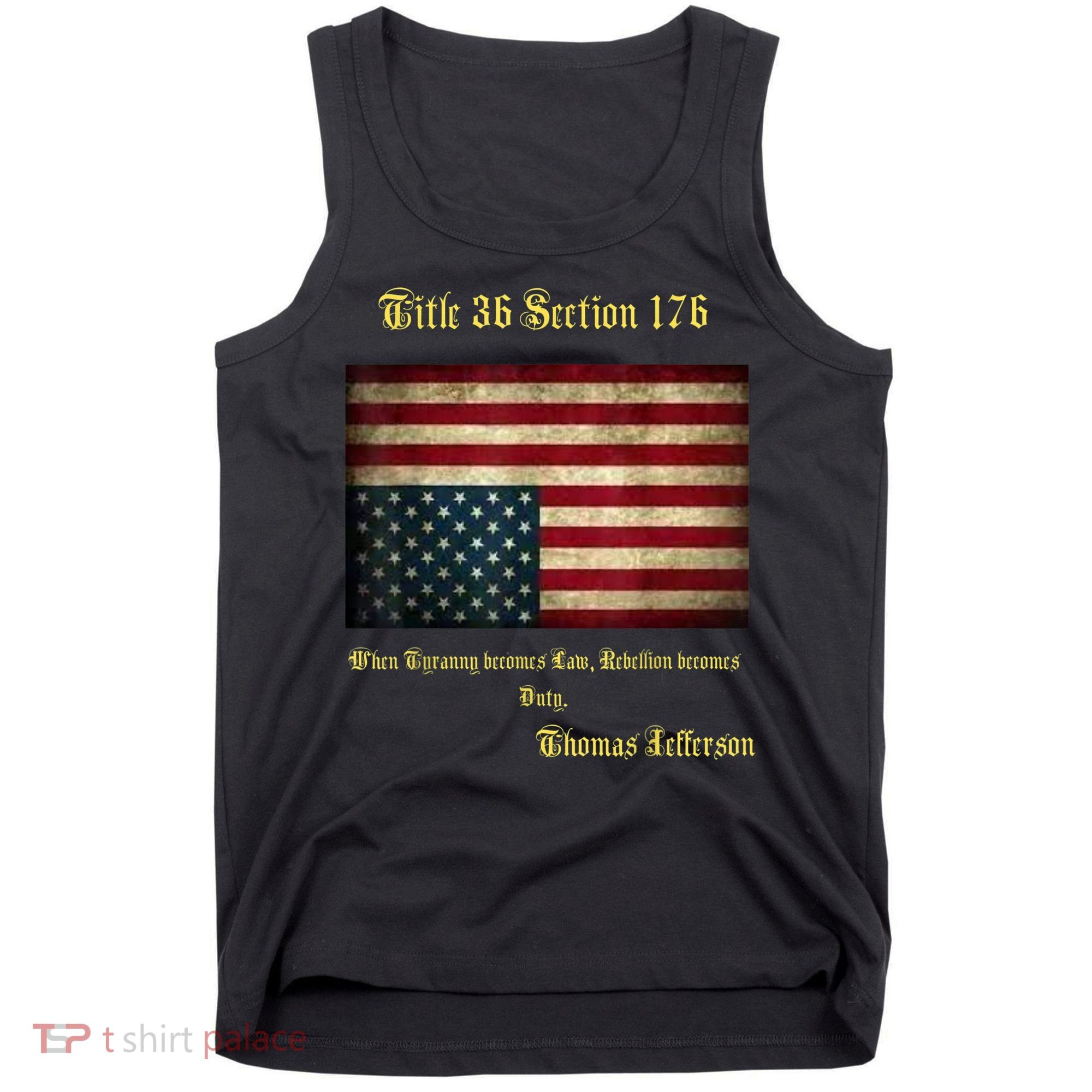 American Flag Distress Upside Down Thomas Jefferson Patriot Tank Top