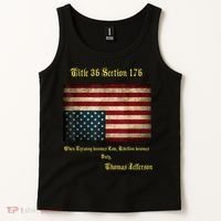 American Flag Distress Upside Down Thomas Jefferson Patriot Tank Top thumb 2
