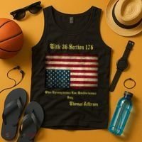 American Flag Distress Upside Down Thomas Jefferson Patriot Tank Top thumb 4