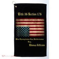 American Flag Distress Upside Down Thomas Jefferson Patriot Golf Towel thumb 0