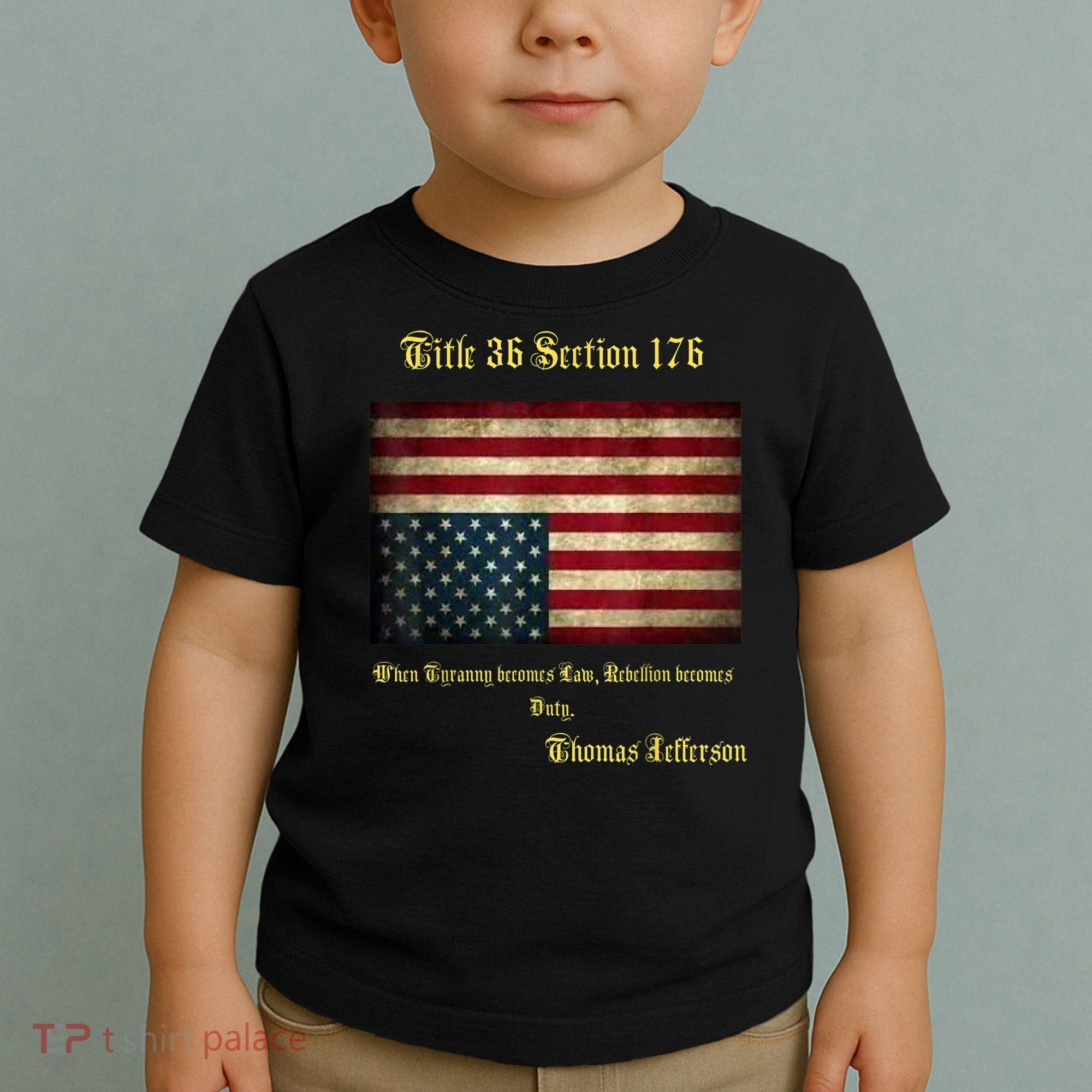 American Flag Distress Upside Down Thomas Jefferson Patriot Toddler T-Shirt