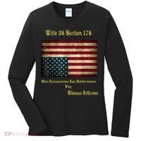 American Flag Distress Upside Down Thomas Jefferson Patriot Women's Long Sleeve Shirt thumb 0