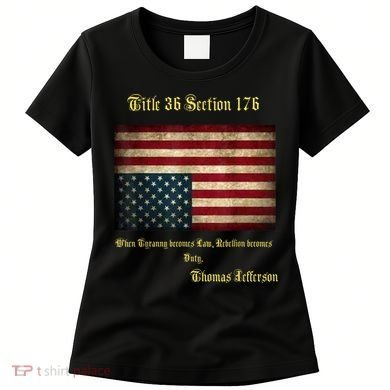American Flag Distress Upside Down Thomas Jefferson Patriot Women's T-Shirt