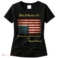 American Flag Distress Upside Down Thomas Jefferson Patriot Women's T-Shirt thumb 0