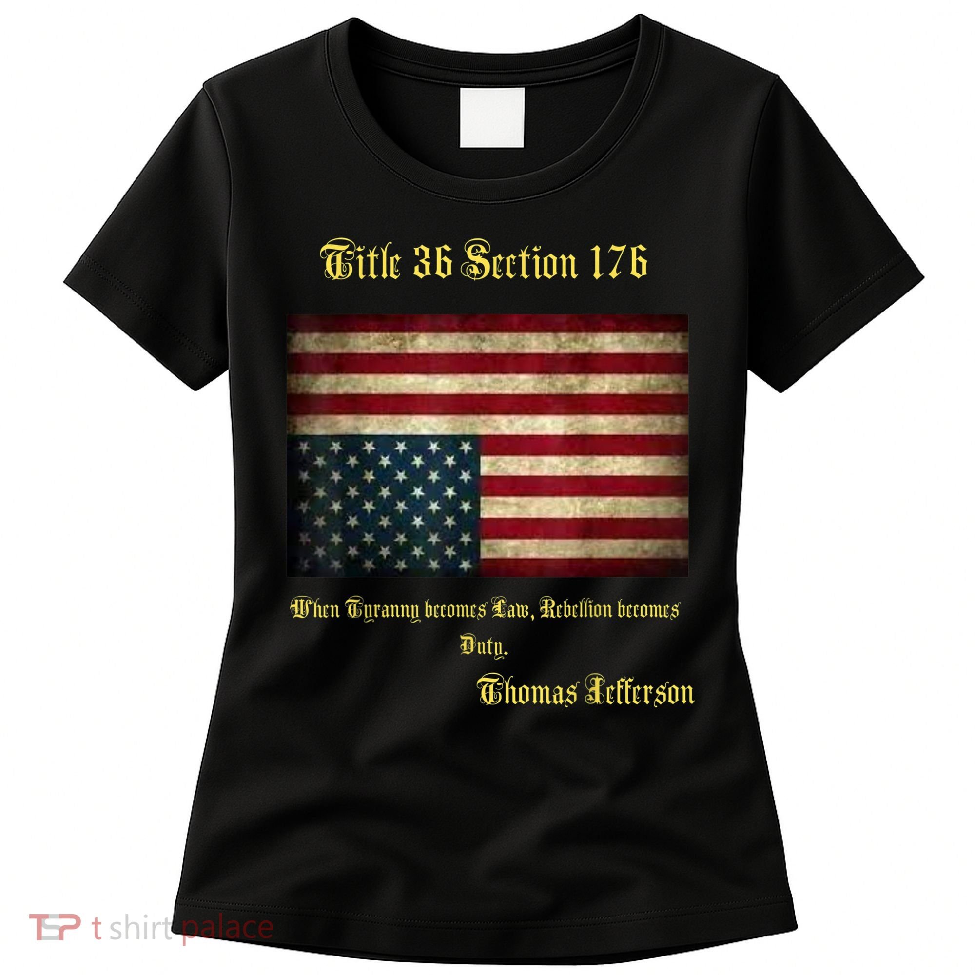 American Flag Distress Upside Down Thomas Jefferson Patriot Women's T-Shirt