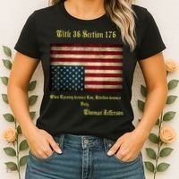 American Flag Distress Upside Down Thomas Jefferson Patriot Women's T-Shirt thumb 2