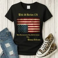 American Flag Distress Upside Down Thomas Jefferson Patriot Women's T-Shirt thumb 3