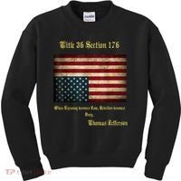 American Flag Distress Upside Down Thomas Jefferson Patriot Kids Sweatshirt thumb 0