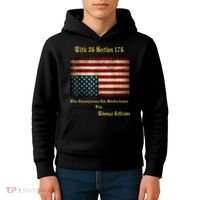 American Flag Distress Upside Down Thomas Jefferson Patriot Kids Hoodie thumb 4