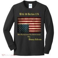 American Flag Distress Upside Down Thomas Jefferson Patriot Kids Long Sleeve Shirt thumb 0
