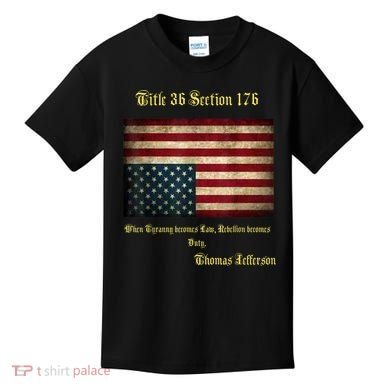 American Flag Distress Upside Down Thomas Jefferson Patriot Kids T-Shirt