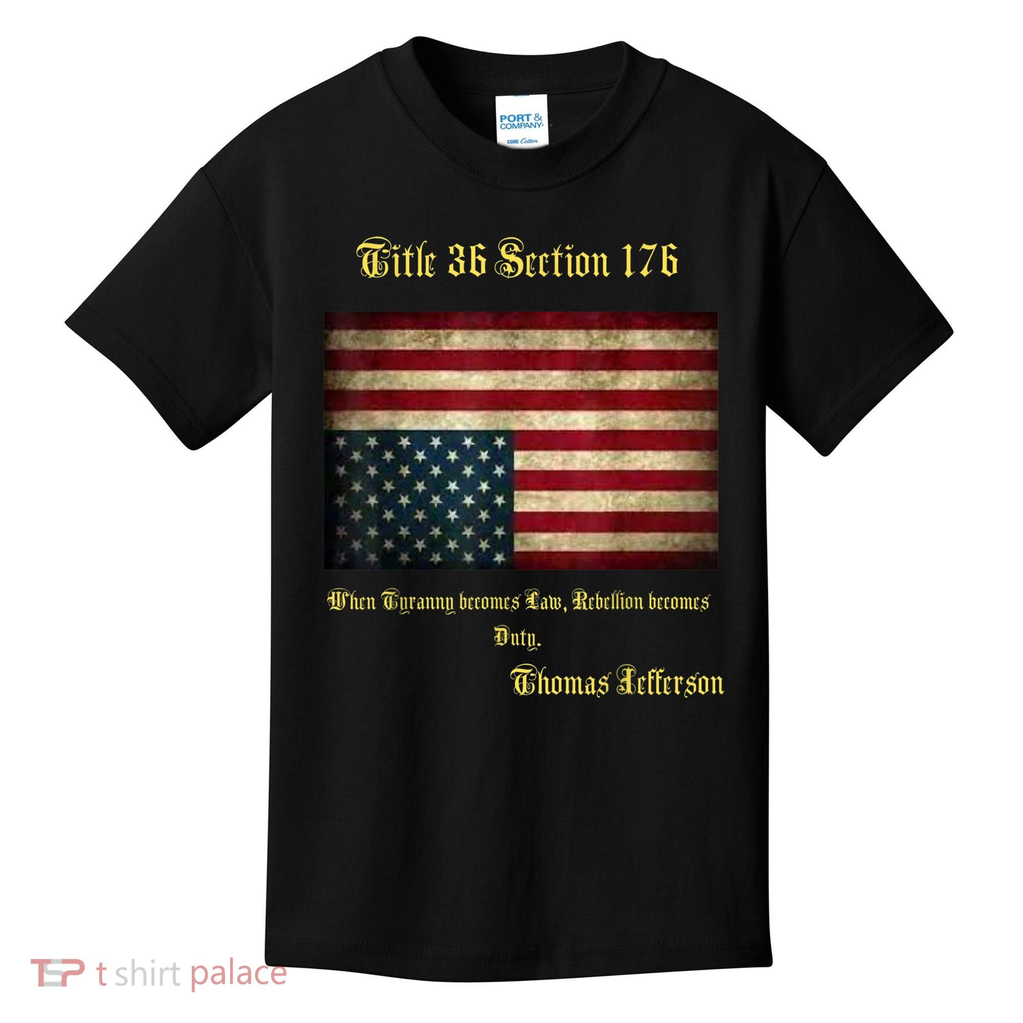 American Flag Distress Upside Down Thomas Jefferson Patriot Kids T-Shirt