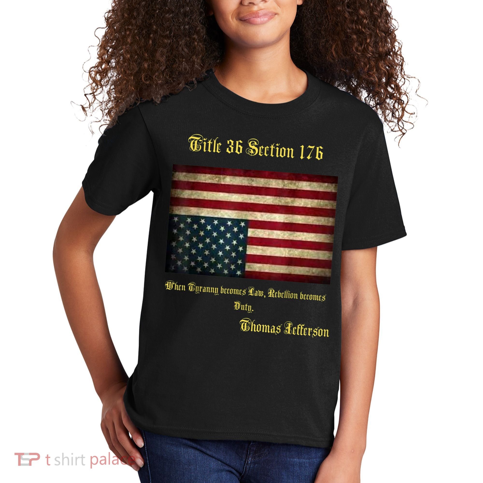 American Flag Distress Upside Down Thomas Jefferson Patriot Kids T-Shirt