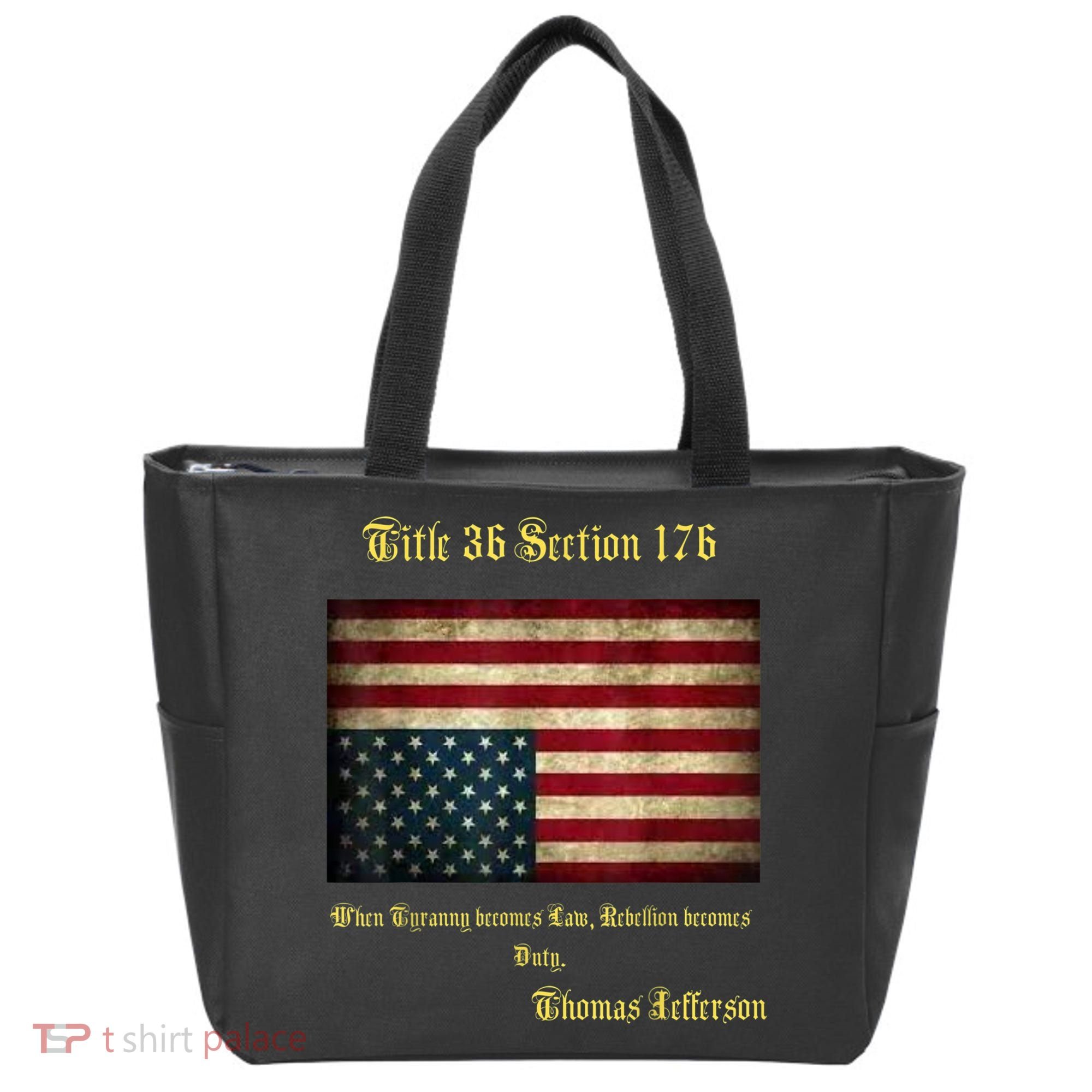 American Flag Distress Upside Down Thomas Jefferson Patriot Tote Bag