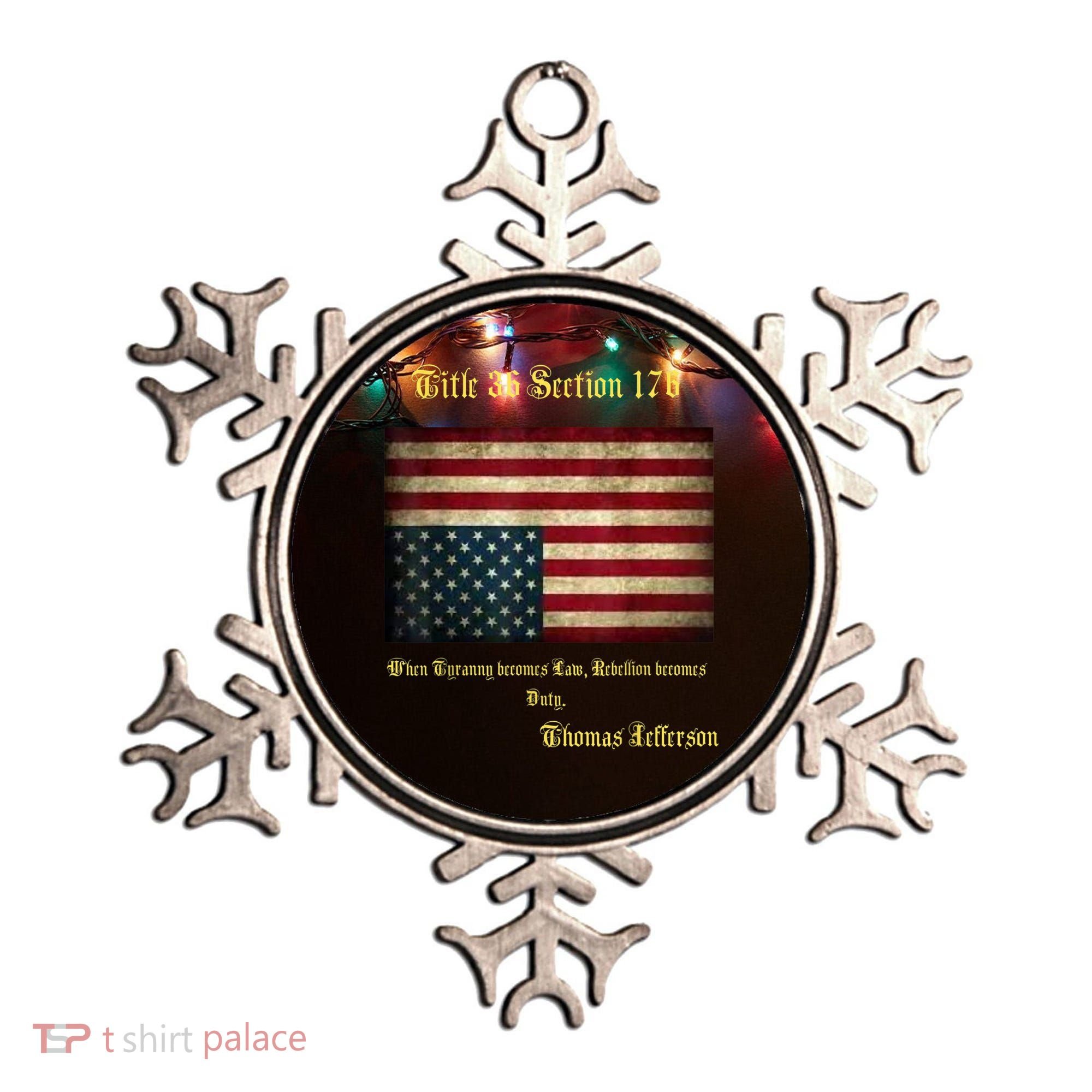 American Flag Distress Upside Down Thomas Jefferson Patriot Ornament