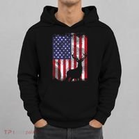 American Flag Deer Elk Hunting USA Patriotic Hunter Gift Hoodie thumb 0