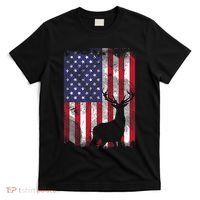American Flag Deer Elk Hunting USA Patriotic Hunter Gift T-Shirt thumb 0