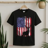 American Flag Deer Elk Hunting USA Patriotic Hunter Gift T-Shirt thumb 2
