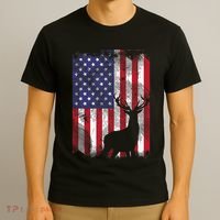American Flag Deer Elk Hunting USA Patriotic Hunter Gift T-Shirt thumb 3